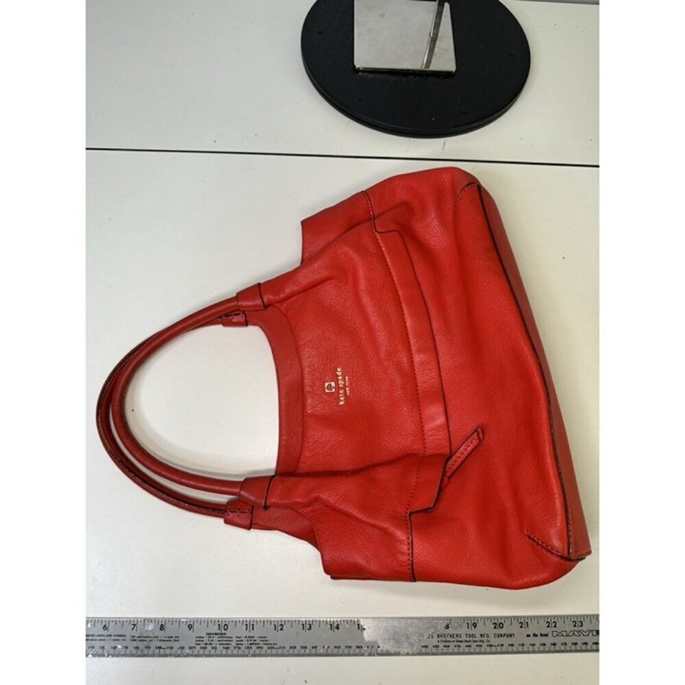Kate Spade Satchel Double Handles Front Zip Beautiful Red - Damaged Interior - Picture 5 of 10